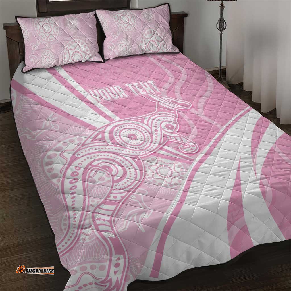Australia Bowls Personalised Indigenous Pink Round Quilt Bed Set LT7
