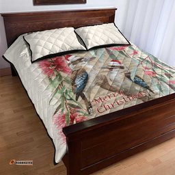 Australia Kookaburra Christmas Quilt Bed Set Bottlebrush Eucalyptus Blossoms Watercolor LT14