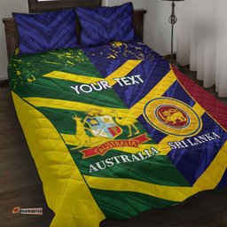 Custom Sri Lanka And Australia Cricket Quilt Bed Set 2025 The Lions Baggy Greens Together LT14