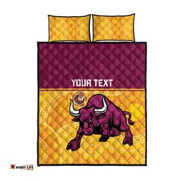 Custom Australia Queensland Cricket Quilt Bed Set Go Bulls - Aboriginal Art LT14