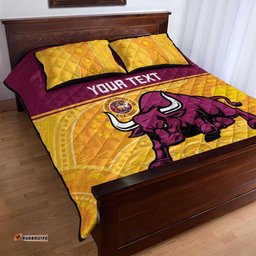 Custom Australia Queensland Cricket Quilt Bed Set Go Bulls - Aboriginal Art LT14
