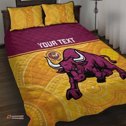 Custom Australia Queensland Cricket Quilt Bed Set Go Bulls - Aboriginal Art LT14