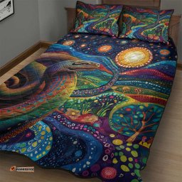 Aboriginal Dreamtime Rainbow Serpent Quilt Bed Set LT9
