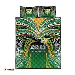 Cook Islands Rugby League Quilt Bed Set Avaiki Tatau Tribal Motifs Black Color LT03