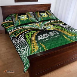 Cook Islands Rugby League Quilt Bed Set Avaiki Tatau Tribal Motifs Black Color LT03