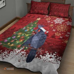 Australia Palm Cockatoo Christmas Quilt Bed Set Goliath Cockatoo Santa Merry Chrissie LT14