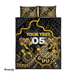 Custom Richmond Football Quilt Bed Set Aboriginal Dot Art Pattern DT05