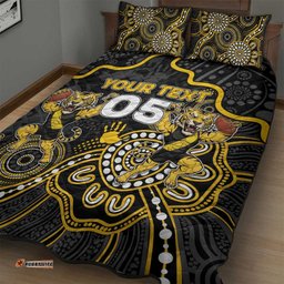 Custom Richmond Football Quilt Bed Set Aboriginal Dot Art Pattern DT05