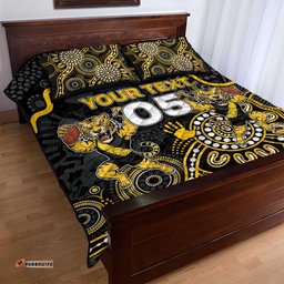 Custom Richmond Football Quilt Bed Set Aboriginal Dot Art Pattern DT05