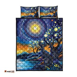 Australian Night Sky Landscape Quilt Bed Set Aboriginal Dreamtime Story LT9