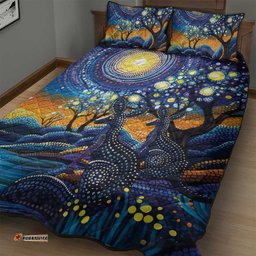 Australian Night Sky Landscape Quilt Bed Set Aboriginal Dreamtime Story LT9