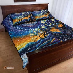 Australian Night Sky Landscape Quilt Bed Set Aboriginal Dreamtime Story LT9