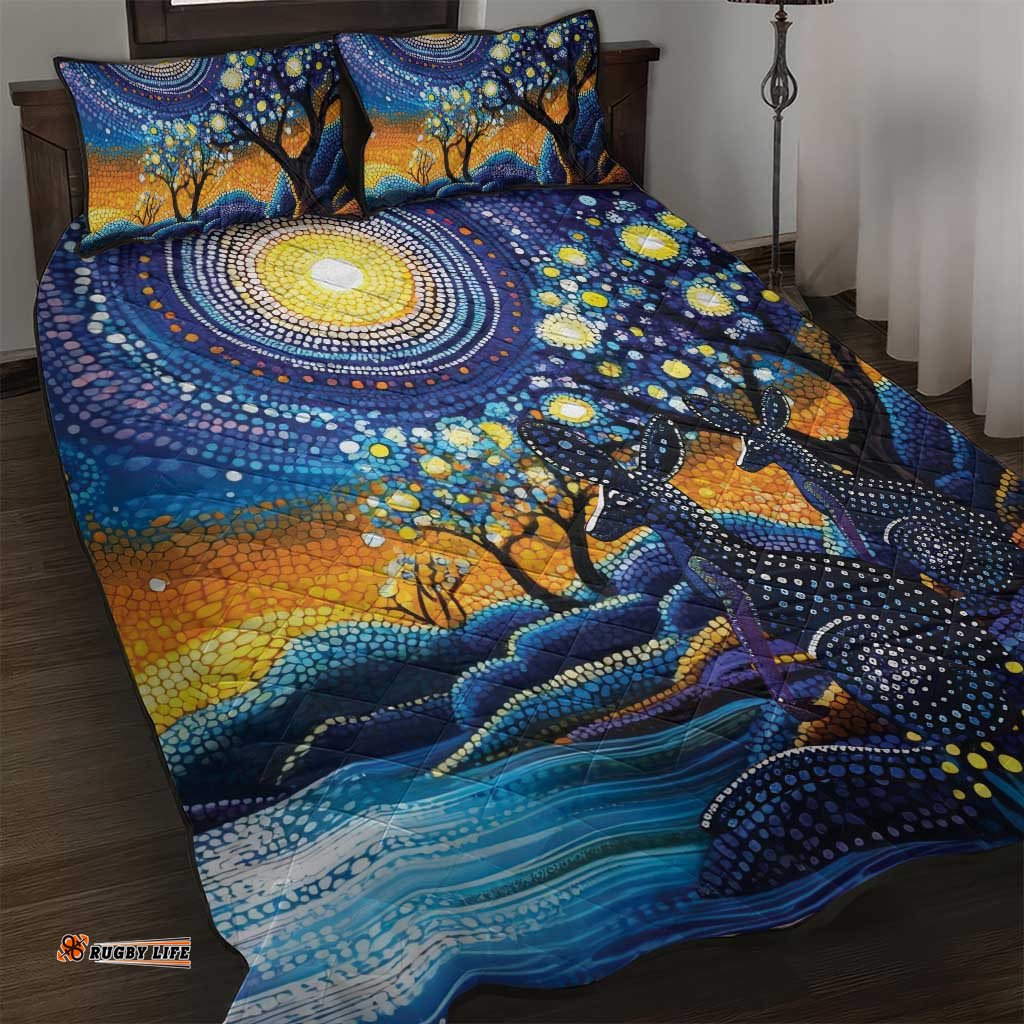 Australian Night Sky Landscape Quilt Bed Set Aboriginal Dreamtime Story LT9