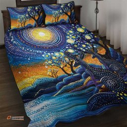 Australian Night Sky Landscape Quilt Bed Set Aboriginal Dreamtime Story LT9
