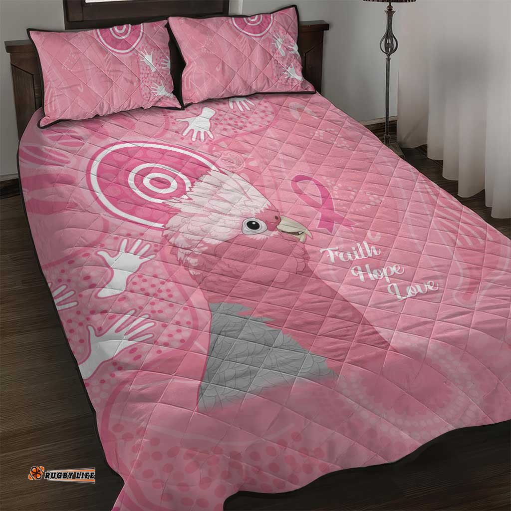 Australia Breast Cancer Awareness Quilt Bed Set Galah Faith Hope Love Pink Month LT14