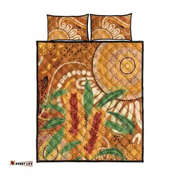 Australia Bottlebrush Quilt Bed Set Callistemon Aussie Native Flowers Indigenous Art LT14