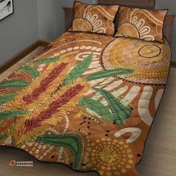 Australia Bottlebrush Quilt Bed Set Callistemon Aussie Native Flowers Indigenous Art LT14