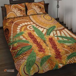 Australia Bottlebrush Quilt Bed Set Callistemon Aussie Native Flowers Indigenous Art LT14
