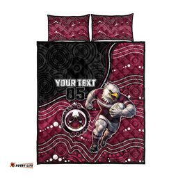 Custom Sea Eagles Quilt Bed Set Bird Mascot With Aboriginal Indigenous DT05