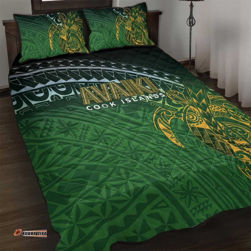 Cook Islands Rugby Kuki Avaiki Quilt Bed Set Tribal Turtle LT7