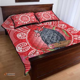 Australia Gang-gang Cockatoo Christmas Quilt Bed Set Eucalyptus Blossoms Aboriginal Merry Xmas LT14