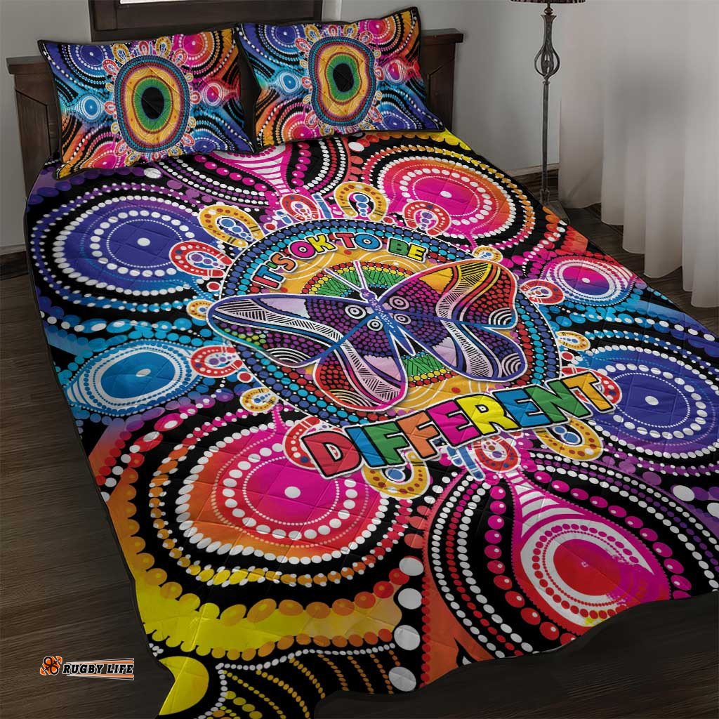 Australia Indigenous Autism Awareness Quilt Bed Set Its Okay To Be Different LT05