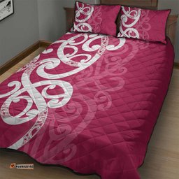 Breast Cancer Awareness Maori Quilt Bed Set Koru Kowhaiwhai LT7