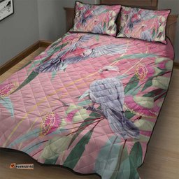 Australia Breast Cancer Awareness Quilt Bed Set Pink Galah with Eucalyptus Flowers LT7