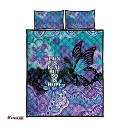 Australia Indigenous Teal Purple Contemporary Aboriginal Art Quilt Bed Set Hope Is Real LT7