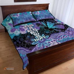 Australia Indigenous Teal Purple Contemporary Aboriginal Art Quilt Bed Set Hope Is Real LT7