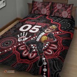 Custom Saints Football Quilt Bed Set Aboriginal Dot Art Pattern DT05