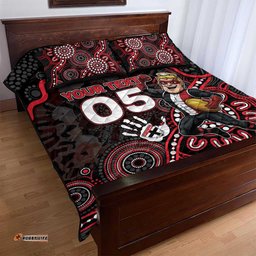 Custom Saints Football Quilt Bed Set Aboriginal Dot Art Pattern DT05