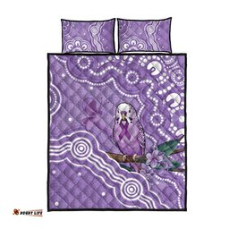Australia Epilepsy Awareness Quilt Bed Set Purple Budgerigar Plumeria Aboriginal LT14
