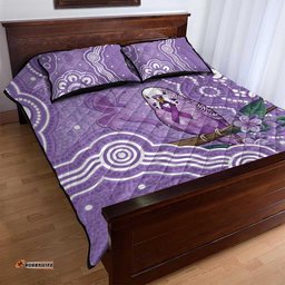 Australia Epilepsy Awareness Quilt Bed Set Purple Budgerigar Plumeria Aboriginal LT14