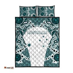 Australia Rugby 2026 Quilt Bed Set Go Wallabies Aboriginal Pattern White Version LT05
