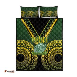 Avaiki Cook Islands Rugby Quilt Bed Set Kuki Airani Tatau Black LT14