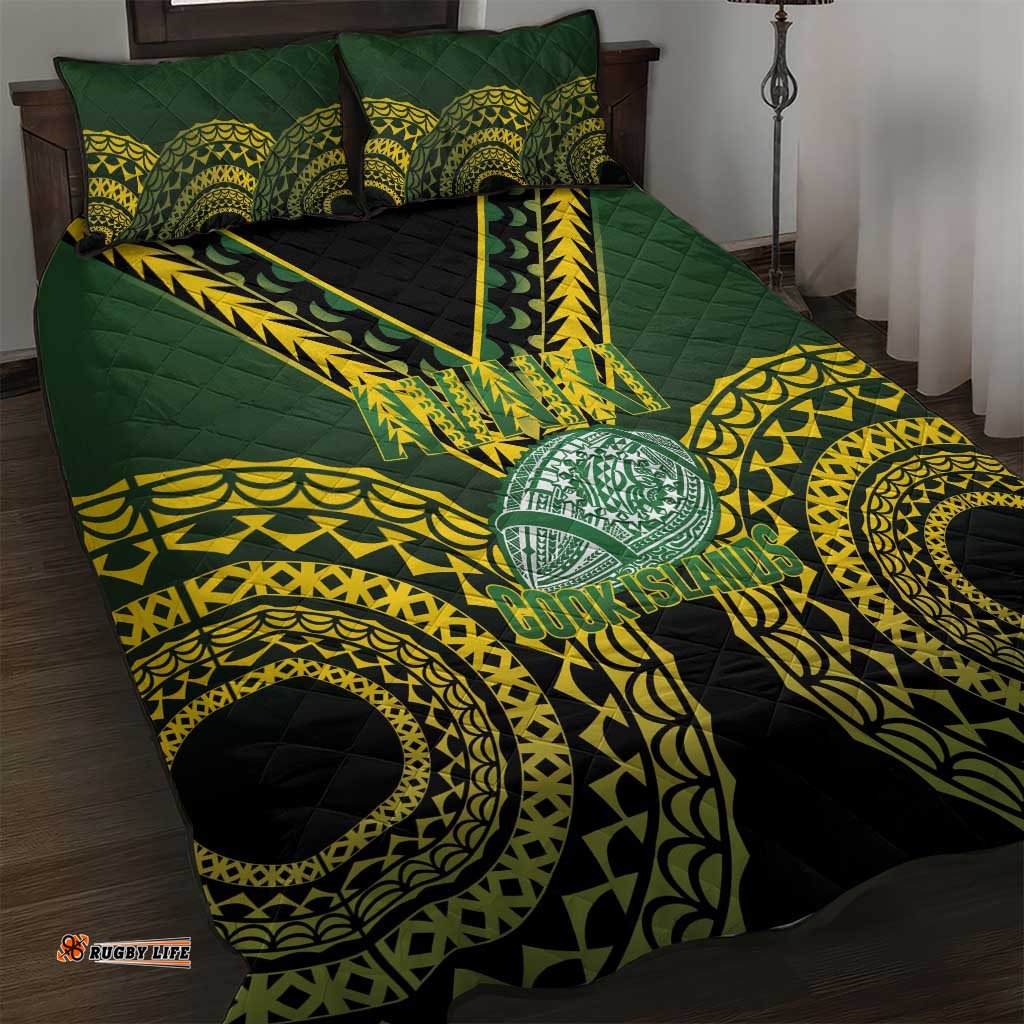 Avaiki Cook Islands Rugby Quilt Bed Set Kuki Airani Tatau Black LT14