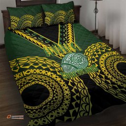 Avaiki Cook Islands Rugby Quilt Bed Set Kuki Airani Tatau Black LT14
