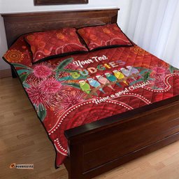 Australia Budgerigar Christmas Personalised Quilt Bed Set Budgies Hakea Have A Good Chrissie LT14