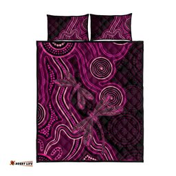 Australia Breast Cancer Awareness Quilt Bed Set Pink Dragonflies Aboriginal Art LT14