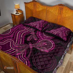 Australia Breast Cancer Awareness Quilt Bed Set Pink Dragonflies Aboriginal Art LT14