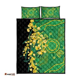 Australia Golden Wattle Quilt Bed Set Aussie Native Flowers Indigenous Art LT14