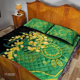 Australia Golden Wattle Quilt Bed Set Aussie Native Flowers Indigenous Art LT14