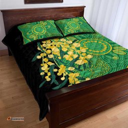 Australia Golden Wattle Quilt Bed Set Aussie Native Flowers Indigenous Art LT14