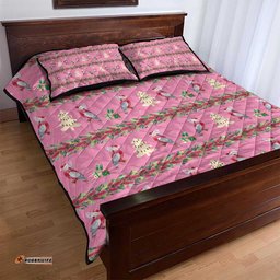 Australia Pink Galah Christmas Quilt Bed Set Eolophus Roseicapilla Bottlebrush Seamless LT14