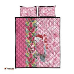 Australia Pink Galah Christmas Quilt Bed Set Falalalala Galalah Bottlebrush Aboriginal Art LT14