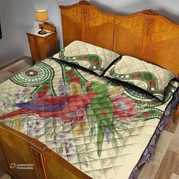Australia Moluccan Eclectus Quilt Bed Set Australian Native Flowers Indigenous Art LT14