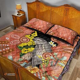Australia Tawny Frogmouth Quilt Bed Set Golden Wattle Banksia Aboriginal Art LT14