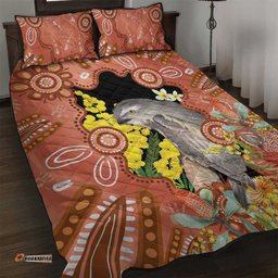Australia Tawny Frogmouth Quilt Bed Set Golden Wattle Banksia Aboriginal Art LT14