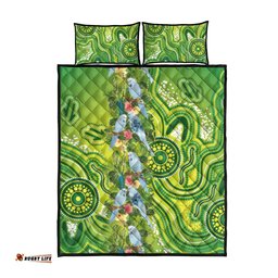 Budgerigar Australia Quilt Bed Set Aussie Common Parakeet Indigenous Art LT14